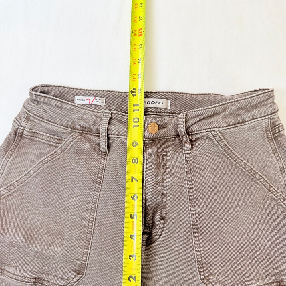 Vigoss Women's Carpenter Baggy Straight Jeans Size 27 Taupe Wide Leg Utility - Picture 12 of 13